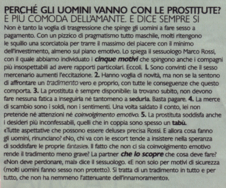 Perch gli uomini vanno con le prostitute?